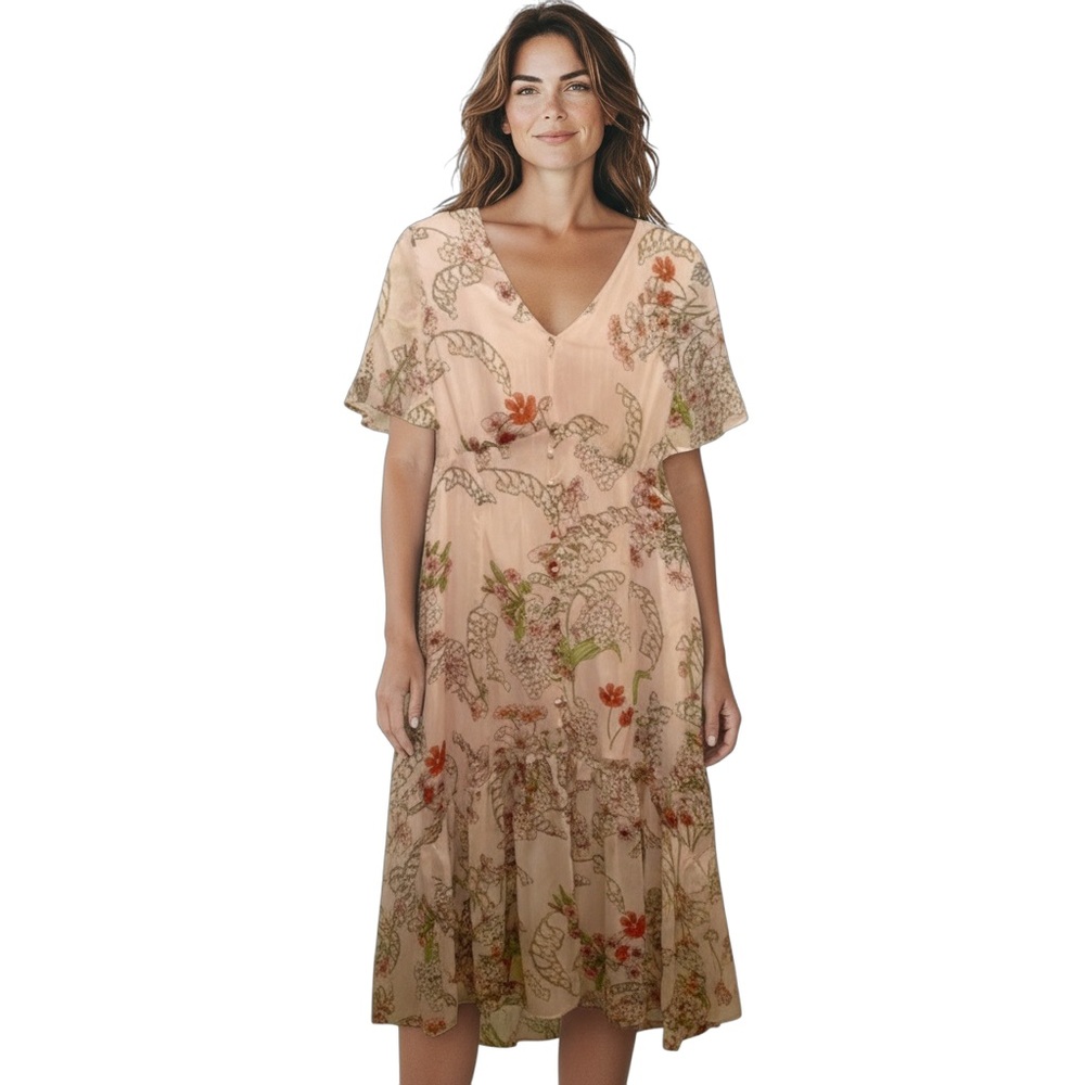 Signature Collection Pink Floral Dress.  Size 8